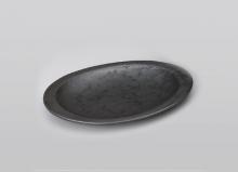 黒土楕円リム付陶板