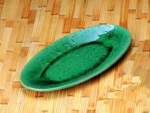 緑釉16.5楕円皿