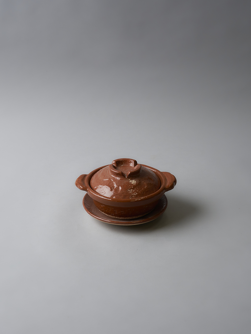 Pot with Saucer<br />Red Raku style